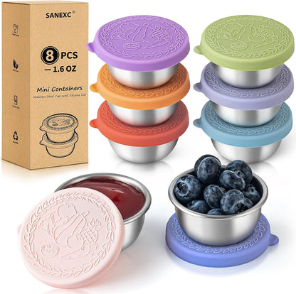 8 Pack - 2.4 Oz Small Salad Dressing Containers To Go, Sauce Cups with Lids
