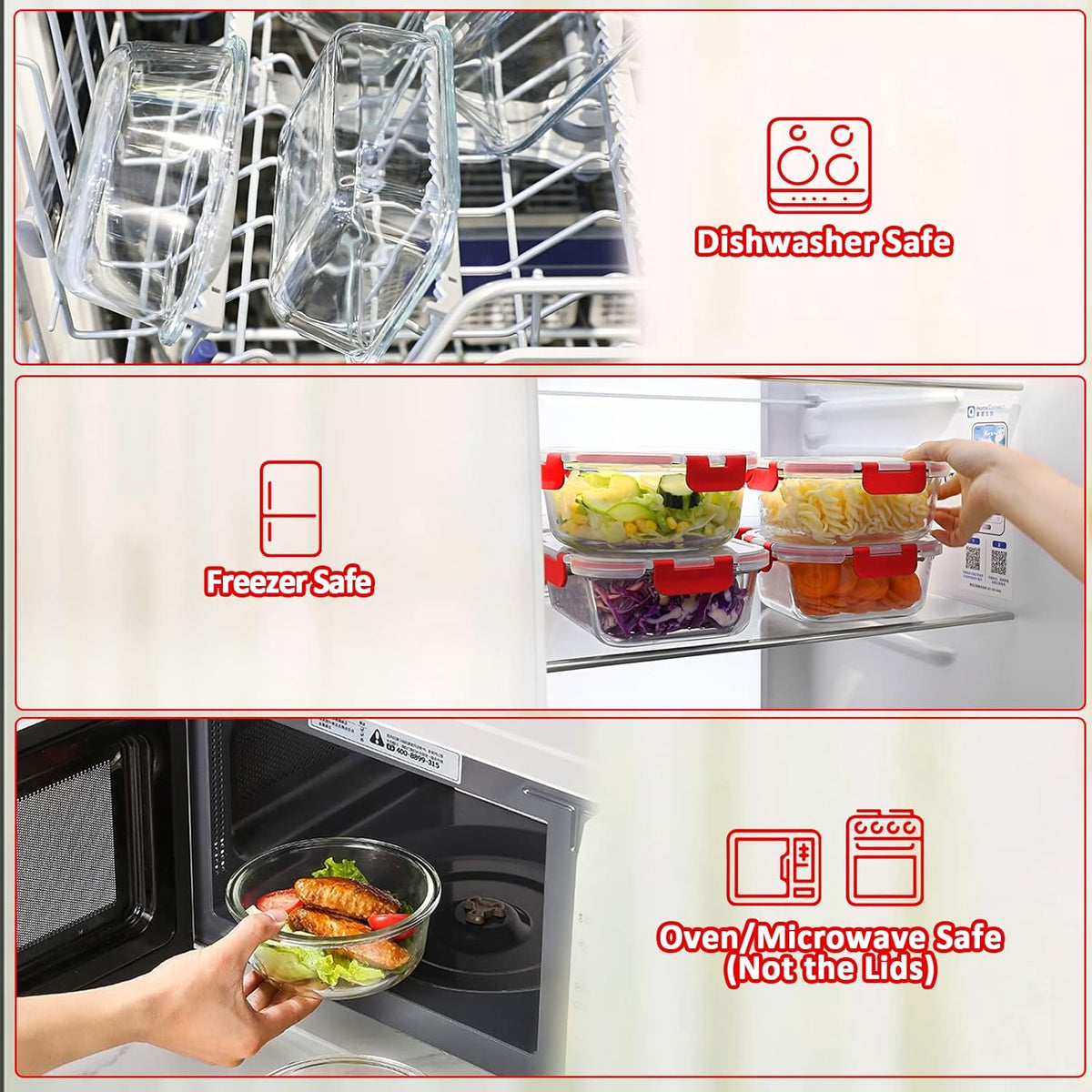 24 Piece Glass Food Storage Containers with Lids,Gray