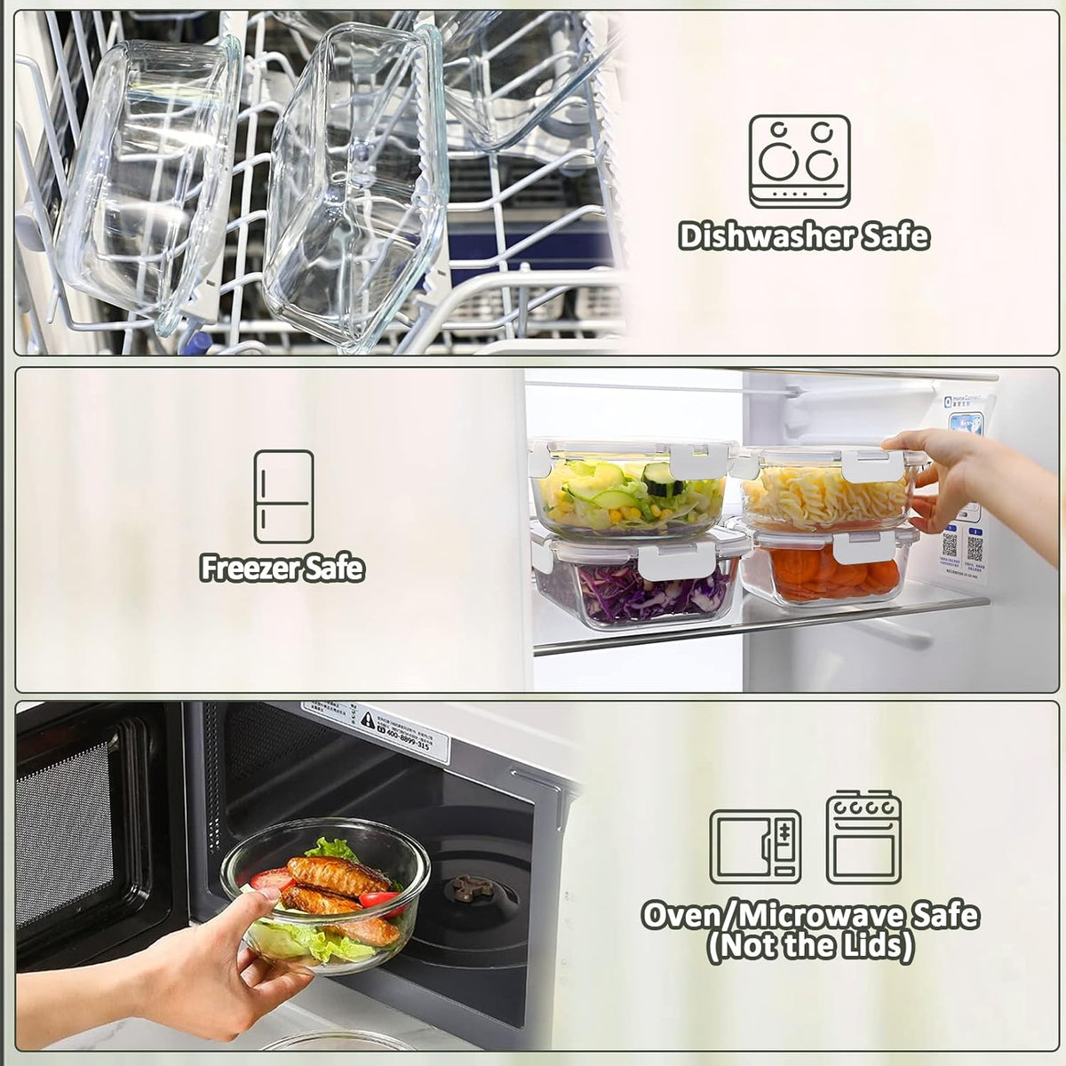 24 Piece Glass Food Storage Containers with Lids,Gray