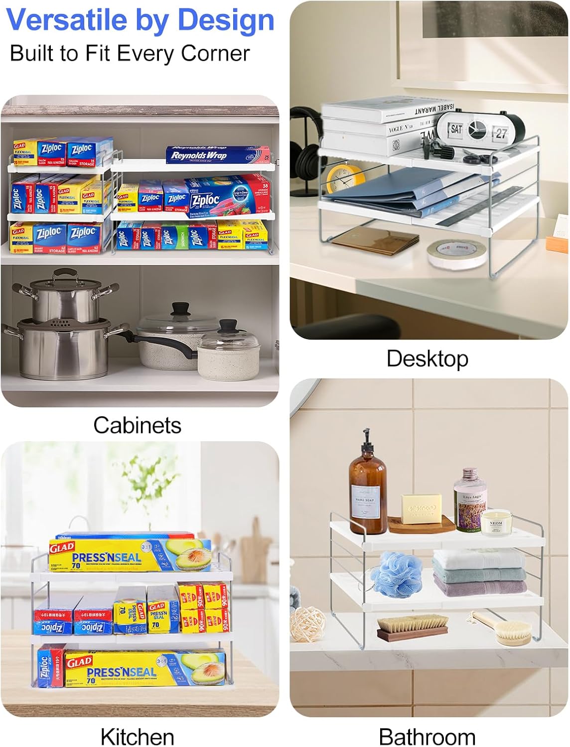 Adjustable Water Bottle Organizer Holder for Cabinet, 3-Tier Expandable Water Bottle Storage Rack for Tumblers, Travel Mugs, and Cups – Kitchen Pantry Organization and Storage for Stanley Cups