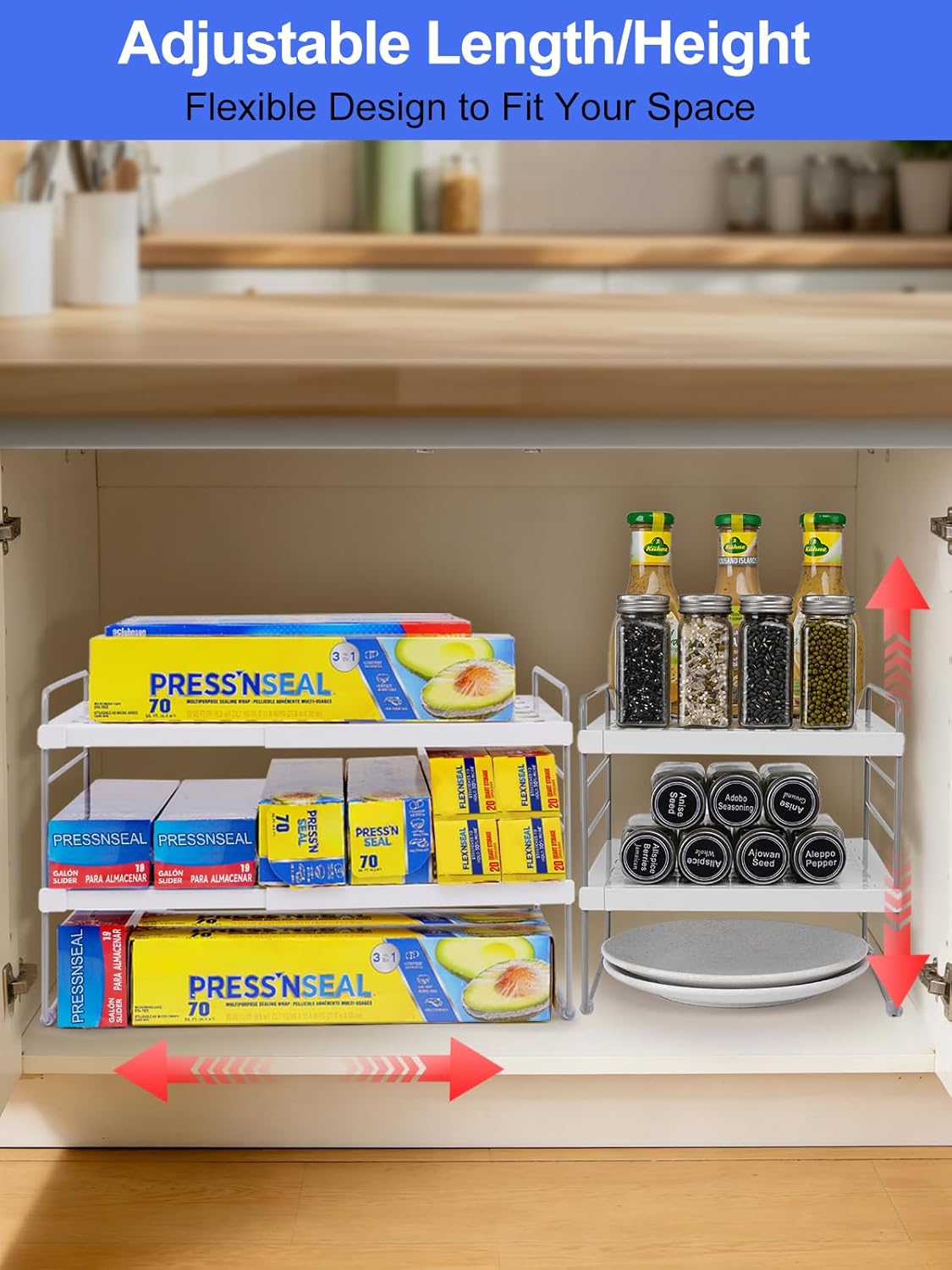 Adjustable Water Bottle Organizer Holder for Cabinet, 3-Tier Expandable Water Bottle Storage Rack for Tumblers, Travel Mugs, and Cups – Kitchen Pantry Organization and Storage for Stanley Cups