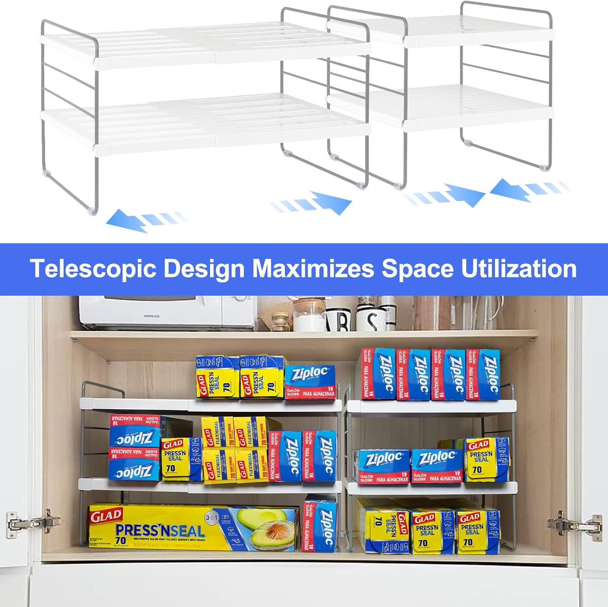 Adjustable Water Bottle Organizer Holder for Cabinet, 3-Tier Expandable Water Bottle Storage Rack for Tumblers, Travel Mugs, and Cups – Kitchen Pantry Organization and Storage for Stanley Cups