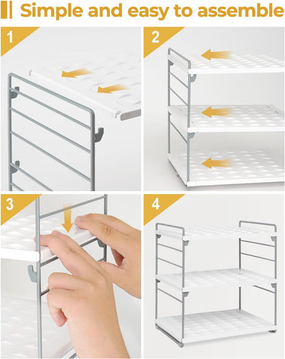 Adjustable Water Bottle Organizer Holder for Cabinet, 3-Tier Expandable Water Bottle Storage Rack for Tumblers, Travel Mugs, and Cups – Kitchen Pantry Organization and Storage for Stanley Cups
