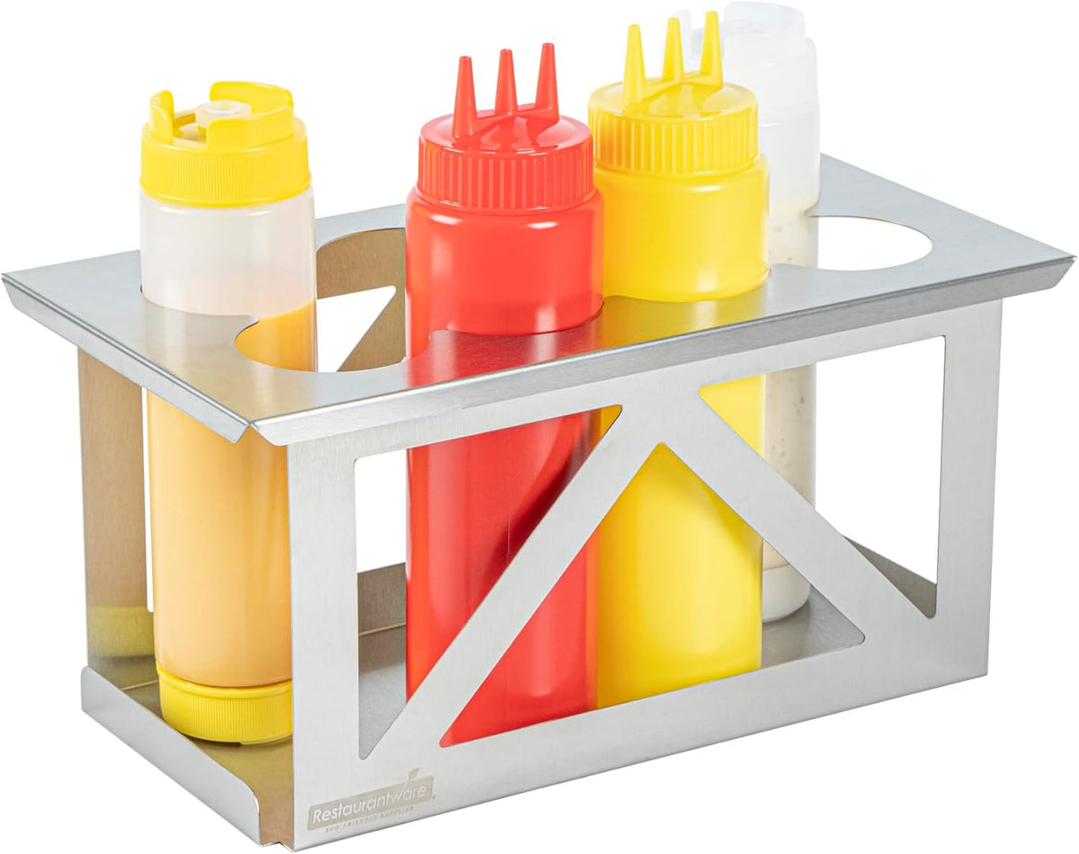 Stainless Steel Bottle Organizer - 1 Count - 6.299 x 7.087 x 0.394 Inches - Dishwasher-Friendly Condiment Holder - Kitchen Bottle Rack - Space-Saving Design - Silver