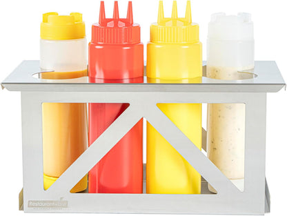 Stainless Steel Bottle Organizer - 1 Count - 6.299 x 7.087 x 0.394 Inches - Dishwasher-Friendly Condiment Holder - Kitchen Bottle Rack - Space-Saving Design - Silver
