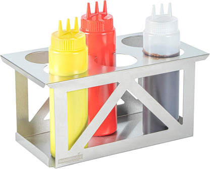 Stainless Steel Bottle Organizer - 1 Count - 6.299 x 7.087 x 0.394 Inches - Dishwasher-Friendly Condiment Holder - Kitchen Bottle Rack - Space-Saving Design - Silver