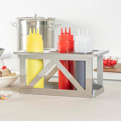 Stainless Steel Bottle Organizer - 1 Count - 6.299 x 7.087 x 0.394 Inches - Dishwasher-Friendly Condiment Holder - Kitchen Bottle Rack - Space-Saving Design - Silver