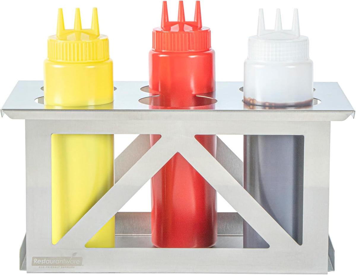 Stainless Steel Bottle Organizer - 1 Count - 6.299 x 7.087 x 0.394 Inches - Dishwasher-Friendly Condiment Holder - Kitchen Bottle Rack - Space-Saving Design - Silver