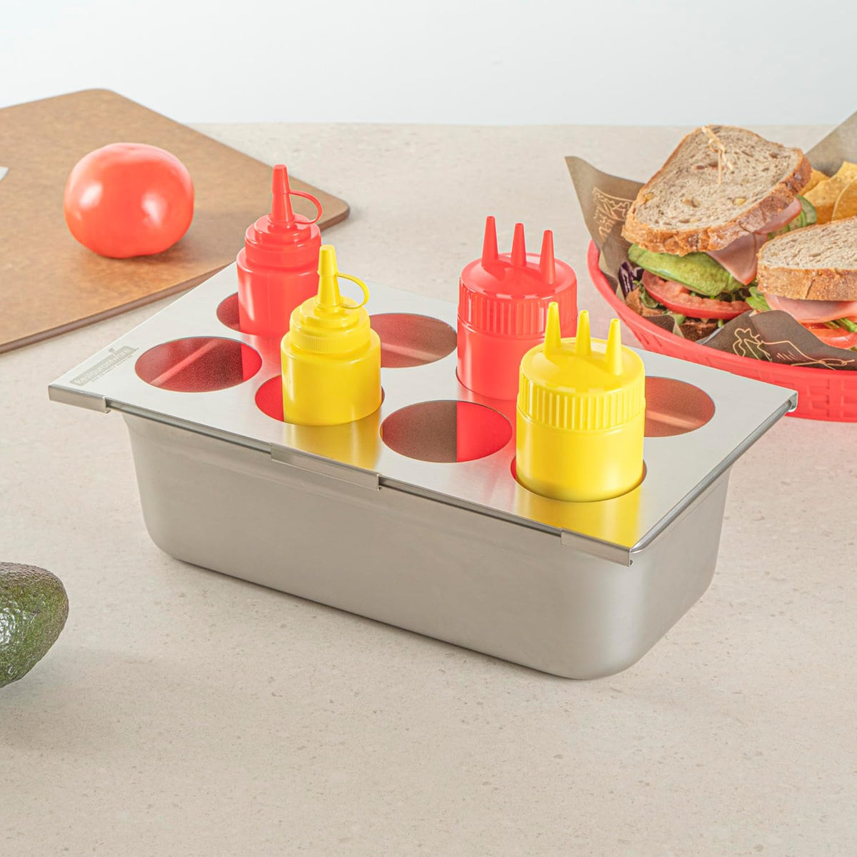 Stainless Steel Bottle Organizer - 1 Count - 6.299 x 7.087 x 0.394 Inches - Dishwasher-Friendly Condiment Holder - Kitchen Bottle Rack - Space-Saving Design - Silver