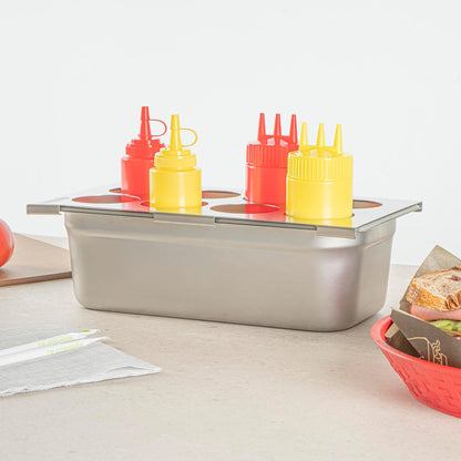 Stainless Steel Bottle Organizer - 1 Count - 6.299 x 7.087 x 0.394 Inches - Dishwasher-Friendly Condiment Holder - Kitchen Bottle Rack - Space-Saving Design - Silver