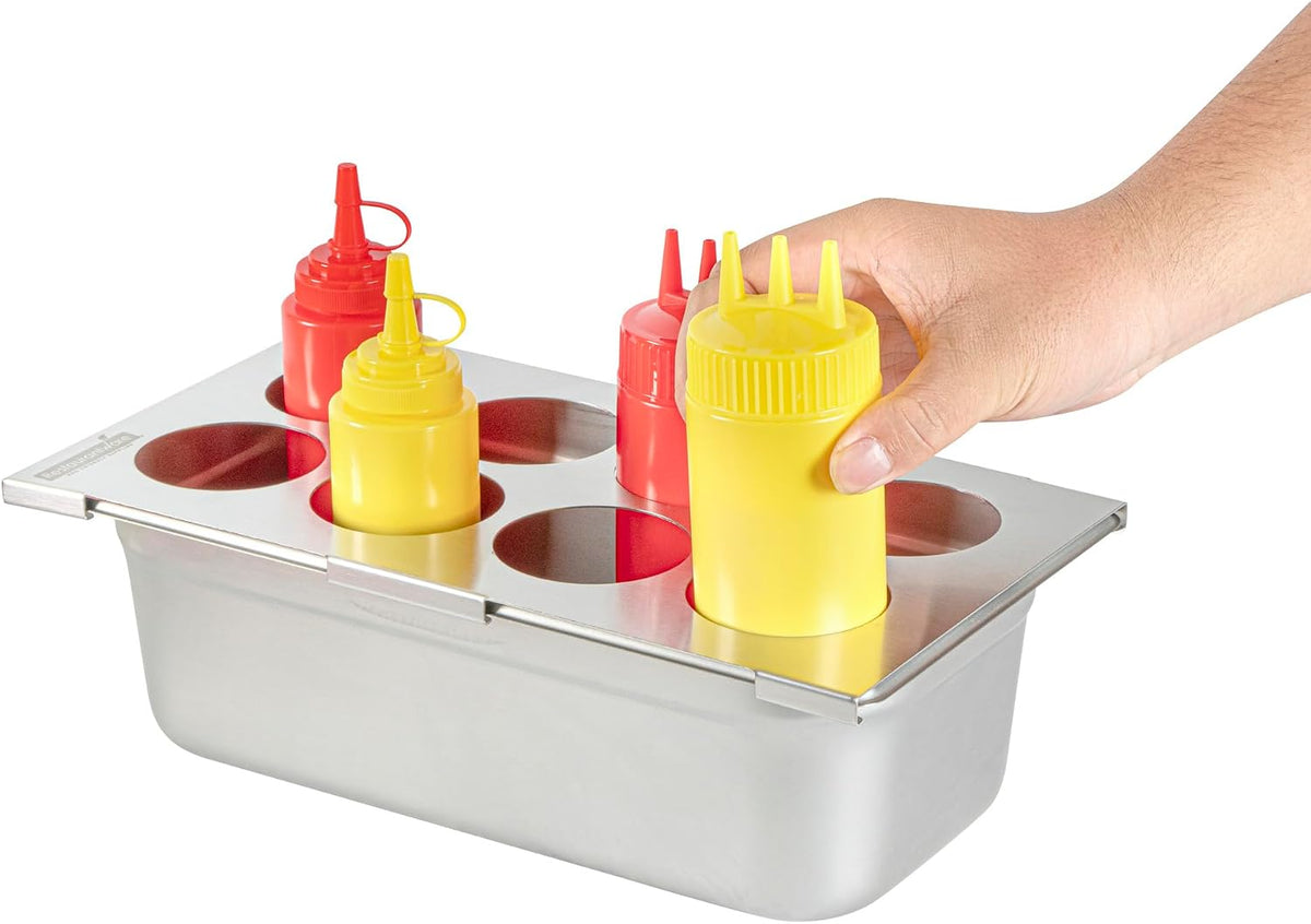 Stainless Steel Bottle Organizer - 1 Count - 6.299 x 7.087 x 0.394 Inches - Dishwasher-Friendly Condiment Holder - Kitchen Bottle Rack - Space-Saving Design - Silver