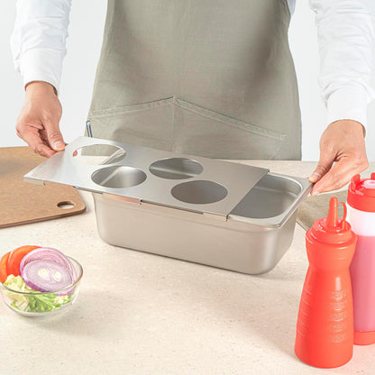 Stainless Steel Bottle Organizer - 1 Count - 6.299 x 7.087 x 0.394 Inches - Dishwasher-Friendly Condiment Holder - Kitchen Bottle Rack - Space-Saving Design - Silver