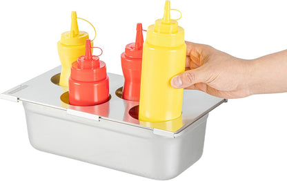Stainless Steel Bottle Organizer - 1 Count - 6.299 x 7.087 x 0.394 Inches - Dishwasher-Friendly Condiment Holder - Kitchen Bottle Rack - Space-Saving Design - Silver