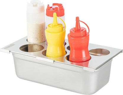 Stainless Steel Bottle Organizer - 1 Count - 6.299 x 7.087 x 0.394 Inches - Dishwasher-Friendly Condiment Holder - Kitchen Bottle Rack - Space-Saving Design - Silver