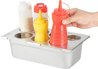 Stainless Steel Bottle Organizer - 1 Count - 6.299 x 7.087 x 0.394 Inches - Dishwasher-Friendly Condiment Holder - Kitchen Bottle Rack - Space-Saving Design - Silver