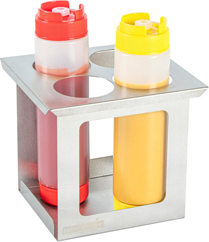 Stainless Steel Bottle Organizer - 1 Count - 6.299 x 7.087 x 0.394 Inches - Dishwasher-Friendly Condiment Holder - Kitchen Bottle Rack - Space-Saving Design - Silver