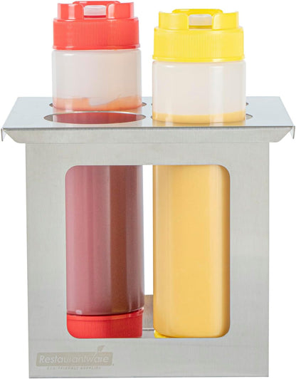 Stainless Steel Bottle Organizer - 1 Count - 6.299 x 7.087 x 0.394 Inches - Dishwasher-Friendly Condiment Holder - Kitchen Bottle Rack - Space-Saving Design - Silver
