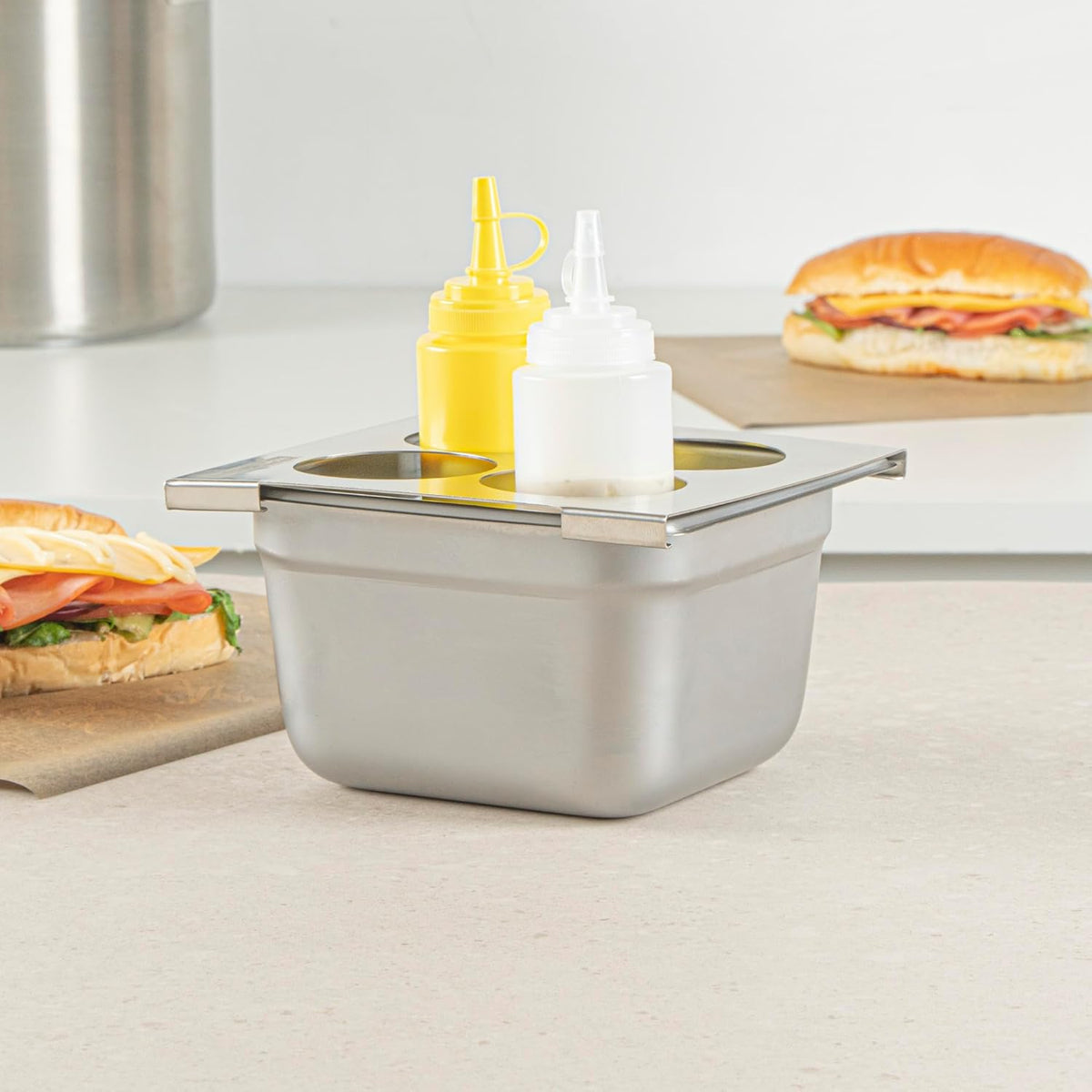 Stainless Steel Bottle Organizer - 1 Count - 6.299 x 7.087 x 0.394 Inches - Dishwasher-Friendly Condiment Holder - Kitchen Bottle Rack - Space-Saving Design - Silver