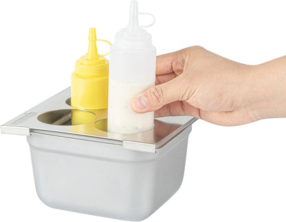 Stainless Steel Bottle Organizer - 1 Count - 6.299 x 7.087 x 0.394 Inches - Dishwasher-Friendly Condiment Holder - Kitchen Bottle Rack - Space-Saving Design - Silver