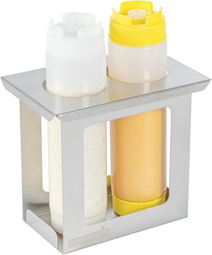 Stainless Steel Bottle Organizer - 1 Count - 6.299 x 7.087 x 0.394 Inches - Dishwasher-Friendly Condiment Holder - Kitchen Bottle Rack - Space-Saving Design - Silver