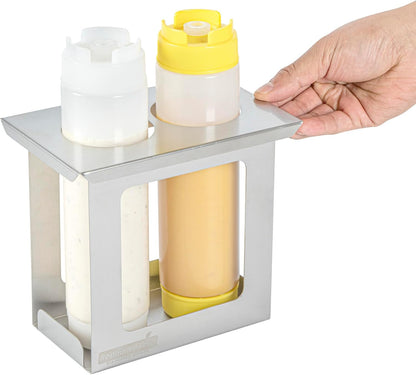 Stainless Steel Bottle Organizer - 1 Count - 6.299 x 7.087 x 0.394 Inches - Dishwasher-Friendly Condiment Holder - Kitchen Bottle Rack - Space-Saving Design - Silver