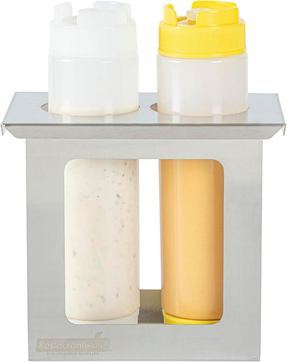 Stainless Steel Bottle Organizer - 1 Count - 6.299 x 7.087 x 0.394 Inches - Dishwasher-Friendly Condiment Holder - Kitchen Bottle Rack - Space-Saving Design - Silver