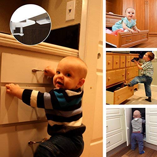 12 Pack Cabinet Locks Child Safety Latches - Easy Install No-Drill