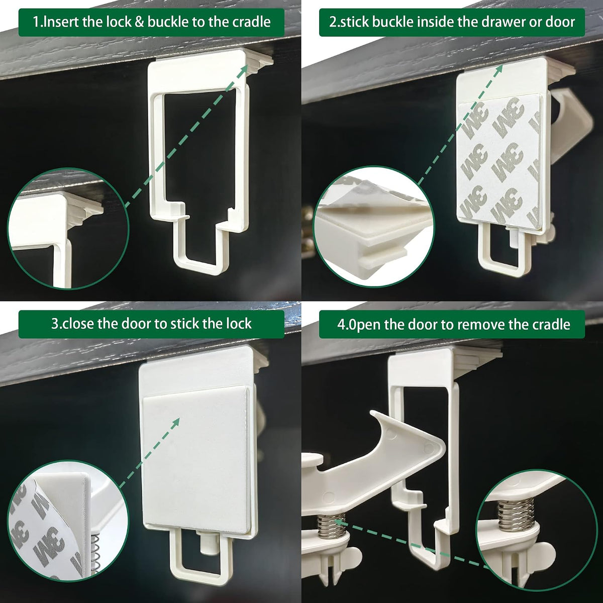 12 Pack Cabinet Locks Child Safety Latches - Easy Install No-Drill