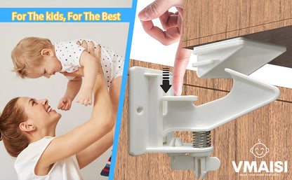 12 Pack Cabinet Locks Child Safety Latches - Easy Install No-Drill