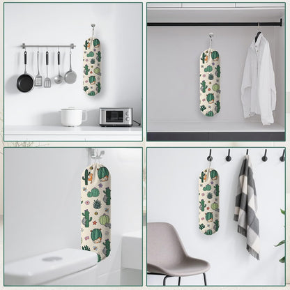 Plastic Bag Holder, Grocery Bag Organizer Storage, Kitchen Dispenser Holders Reusable Shopping with Free Adjustment Drawstring Closure for Home Kitchen Decor, Cat