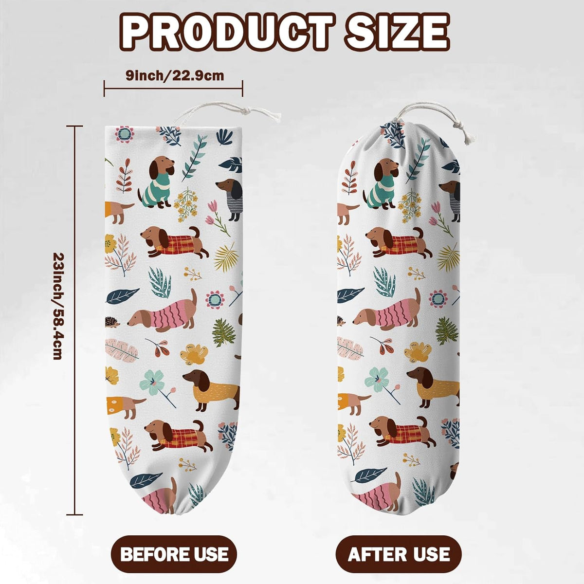 Plastic Bag Holder, Grocery Bag Organizer Storage, Kitchen Dispenser Holders Reusable Shopping with Free Adjustment Drawstring Closure for Home Kitchen Decor, Cat