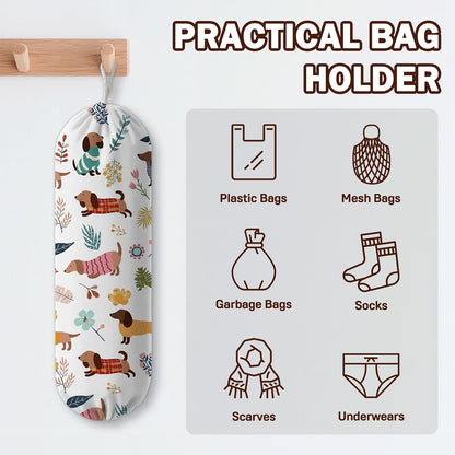 Plastic Bag Holder, Grocery Bag Organizer Storage, Kitchen Dispenser Holders Reusable Shopping with Free Adjustment Drawstring Closure for Home Kitchen Decor, Cat