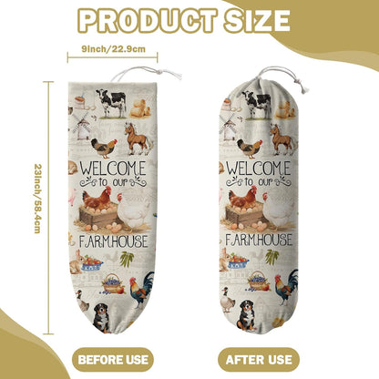 Plastic Bag Holder, Grocery Bag Organizer Storage, Kitchen Dispenser Holders Reusable Shopping with Free Adjustment Drawstring Closure for Home Kitchen Decor, Cat