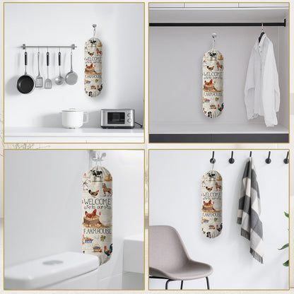 Plastic Bag Holder, Grocery Bag Organizer Storage, Kitchen Dispenser Holders Reusable Shopping with Free Adjustment Drawstring Closure for Home Kitchen Decor, Cat