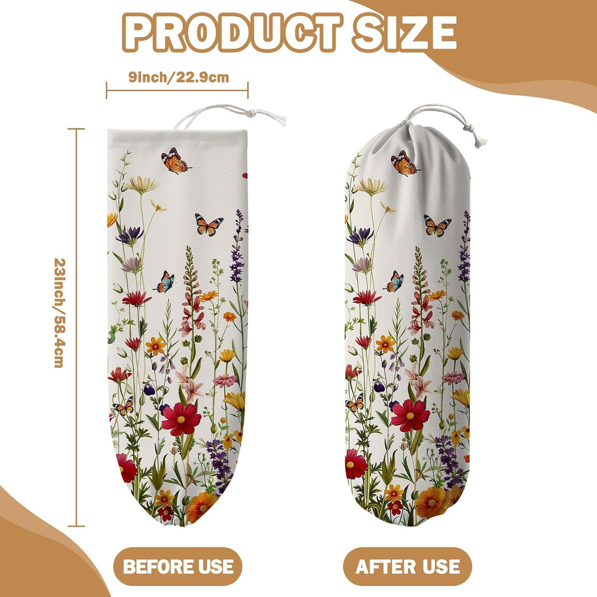 Plastic Bag Holder, Grocery Bag Organizer Storage, Kitchen Dispenser Holders Reusable Shopping with Free Adjustment Drawstring Closure for Home Kitchen Decor, Cat