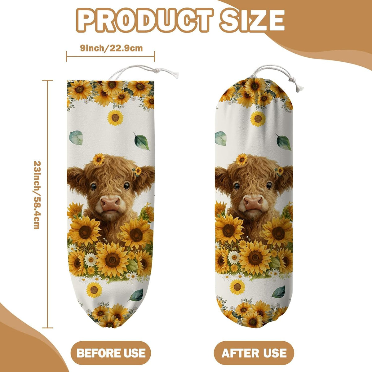 Plastic Bag Holder, Grocery Bag Organizer Storage, Kitchen Dispenser Holders Reusable Shopping with Free Adjustment Drawstring Closure for Home Kitchen Decor, Cat