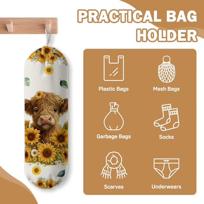 Plastic Bag Holder, Grocery Bag Organizer Storage, Kitchen Dispenser Holders Reusable Shopping with Free Adjustment Drawstring Closure for Home Kitchen Decor, Cat