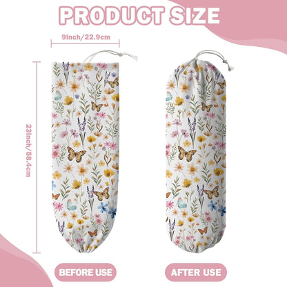 Plastic Bag Holder, Grocery Bag Organizer Storage, Kitchen Dispenser Holders Reusable Shopping with Free Adjustment Drawstring Closure for Home Kitchen Decor, Cat