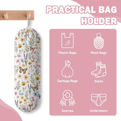 Plastic Bag Holder, Grocery Bag Organizer Storage, Kitchen Dispenser Holders Reusable Shopping with Free Adjustment Drawstring Closure for Home Kitchen Decor, Cat