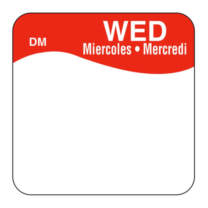 Day of The Week 1" Square Dissolvable Labels, Monday-Sunday, Dispenser Box Included (3,500 Labels)