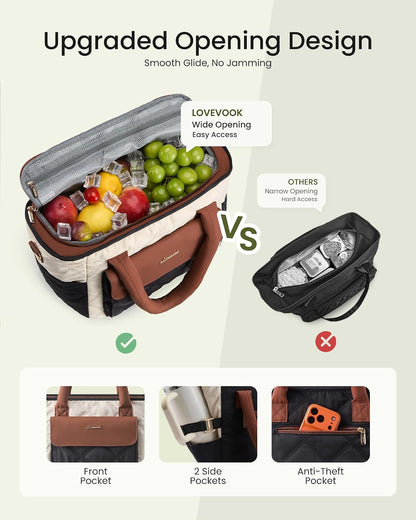 Insulated Lunch Bag Women, Puffer Adult Large Lunch Box for Work