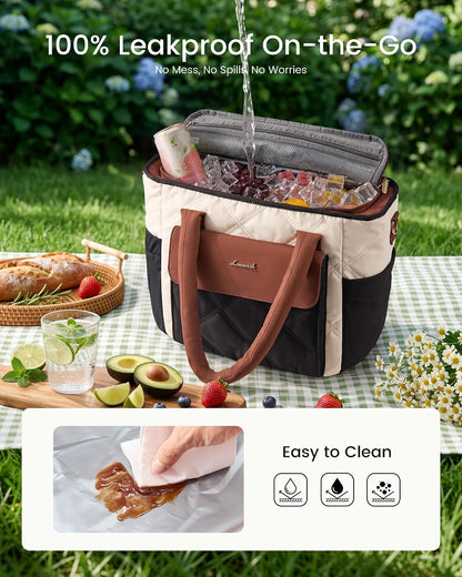 Insulated Lunch Bag Women, Puffer Adult Large Lunch Box for Work