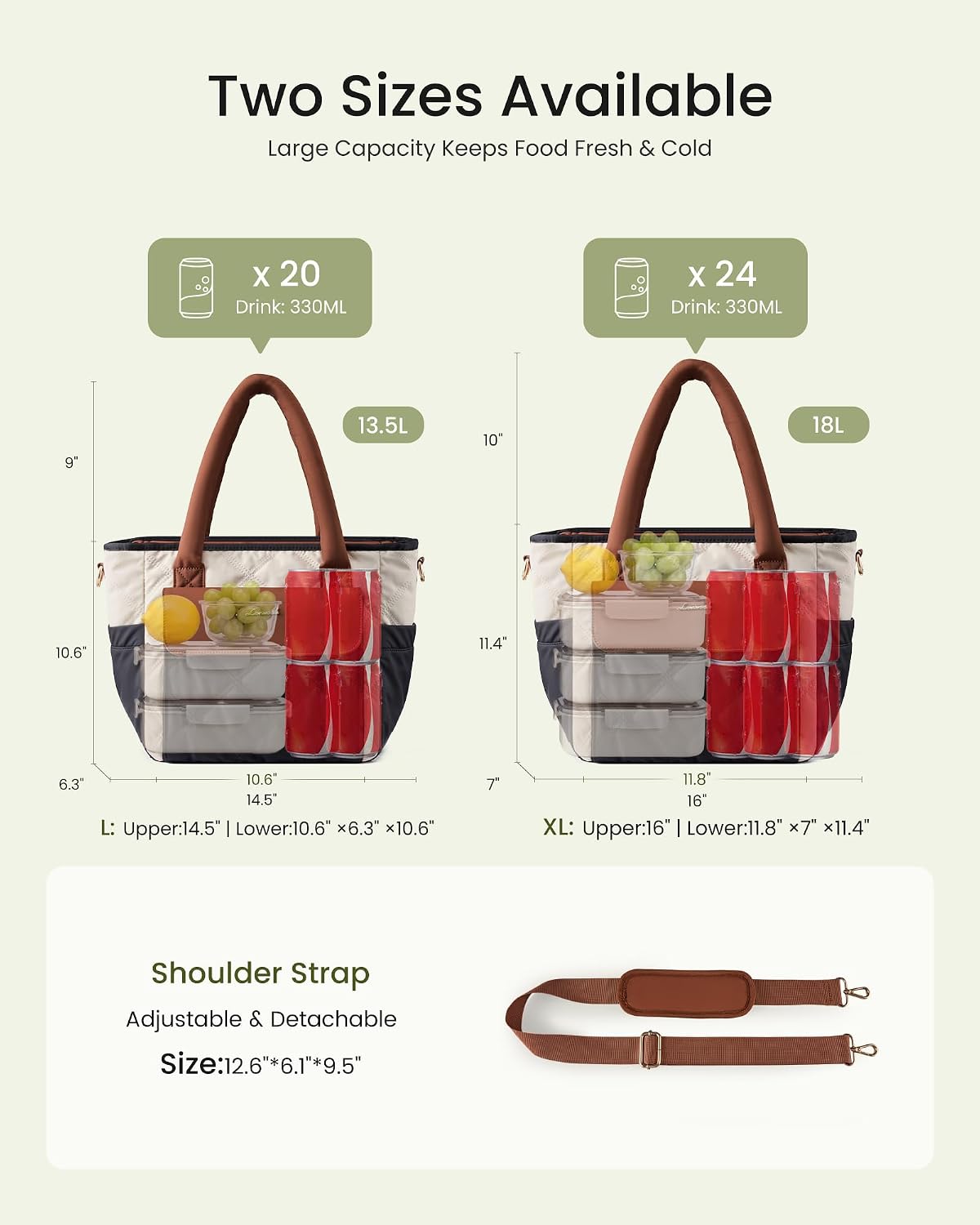 Insulated Lunch Bag Women, Puffer Adult Large Lunch Box for Work