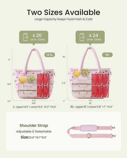 Insulated Lunch Bag Women, Puffer Adult Large Lunch Box for Work