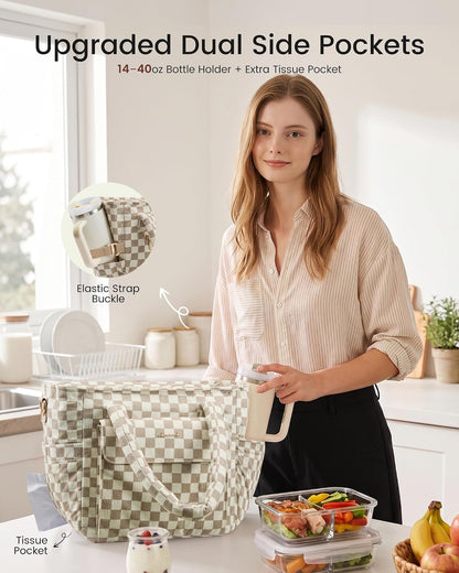 Insulated Lunch Bag Women, Puffer Adult Large Lunch Box for Work