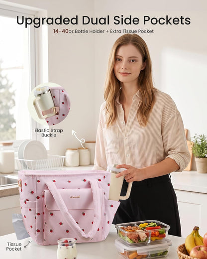 Insulated Lunch Bag Women, Puffer Adult Large Lunch Box for Work