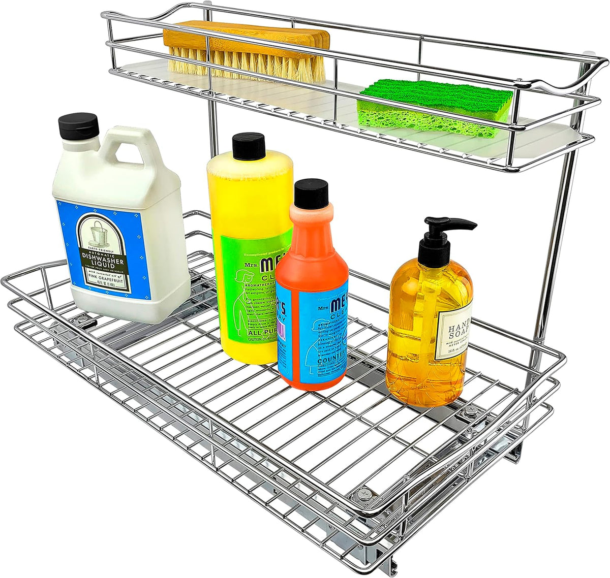 ® Pull Out Under Sink Kitchen Cabinet Organizer - 11.5 in. x 18 inch deep Drawer - Sliding Shelf Organizer for Cabinets and Undersink Storage Shelves - Lifetime Ltd. Warranty – Chrome