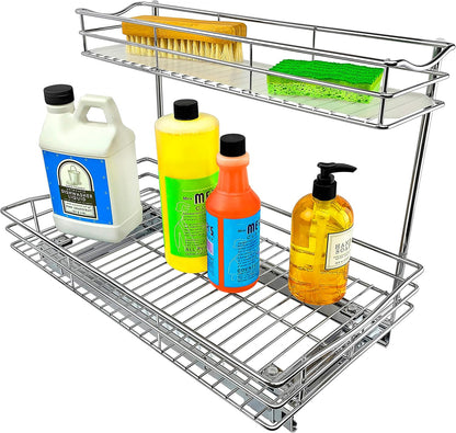 ® Pull Out Under Sink Kitchen Cabinet Organizer - 11.5 in. x 18 inch deep Drawer - Sliding Shelf Organizer for Cabinets and Undersink Storage Shelves - Lifetime Ltd. Warranty – Chrome