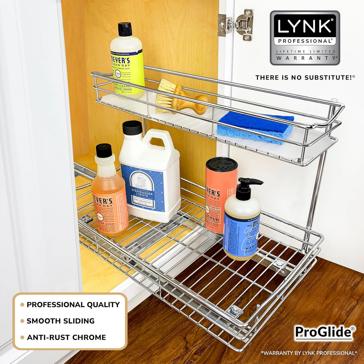 ® Pull Out Under Sink Kitchen Cabinet Organizer - 11.5 in. x 18 inch deep Drawer - Sliding Shelf Organizer for Cabinets and Undersink Storage Shelves - Lifetime Ltd. Warranty – Chrome