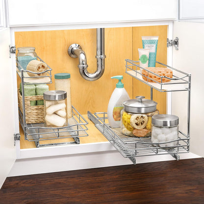 ® Pull Out Under Sink Kitchen Cabinet Organizer - 11.5 in. x 18 inch deep Drawer - Sliding Shelf Organizer for Cabinets and Undersink Storage Shelves - Lifetime Ltd. Warranty – Chrome